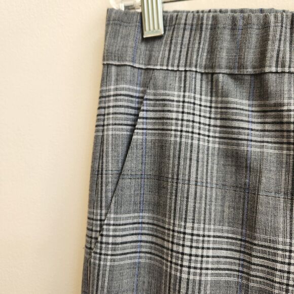 Sharis Place Pants Womens Size Italy 48 Gray Black White Plaid Cuffed Pockets - Picture 4 of 16